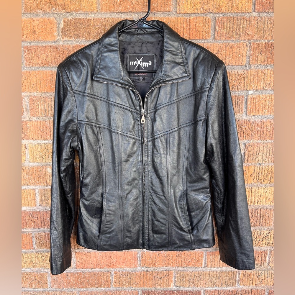 Wilsons Leather Maxima Women’s Size M Black Leather Jacket Full Zip Collared